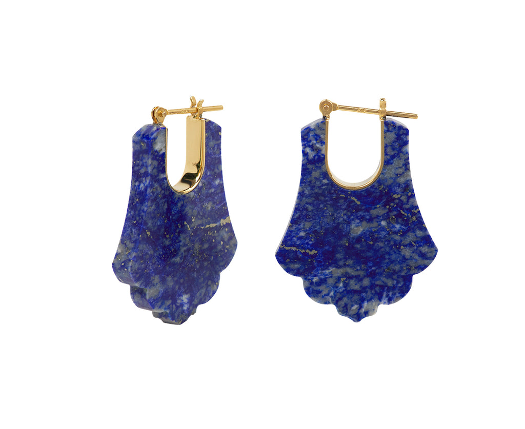 Talkative Lapis Crest Hoop Earrings - Side View