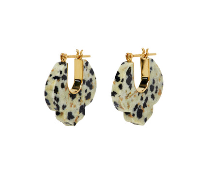 Talkative Dalmatian Jasper Crest Hoop Earrings