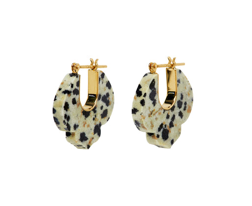 Talkative Dalmatian Jasper Crest Hoop Earrings