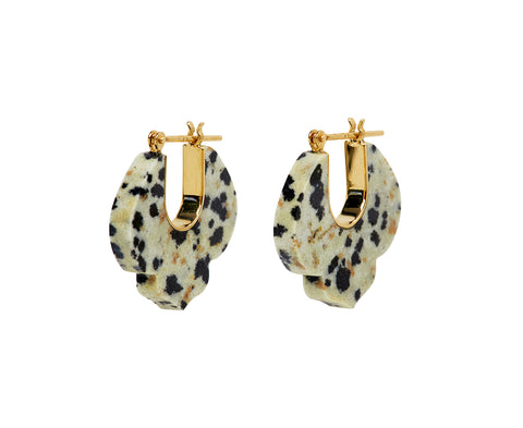 Talkative Dalmatian Jasper Crest Hoop Earrings