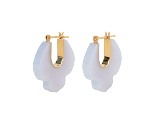 Talkative Blue Chalcedony Crest Hoops