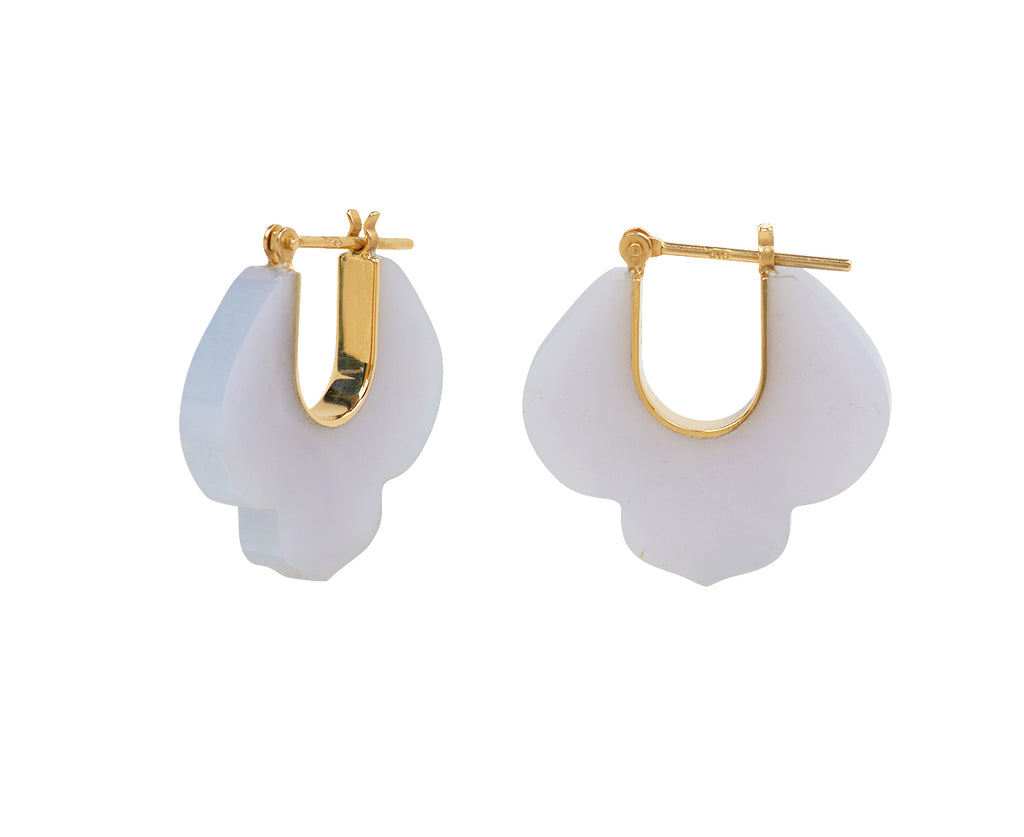 Talkative Blue Chalcedony Crest Hoops - Side View
