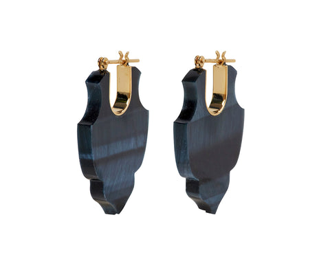 Talkative Hawks Eye Crest Hoop Earrings