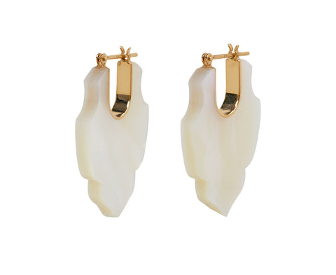 Talkative Mother-of-Pearl Crest Hoop Earrings