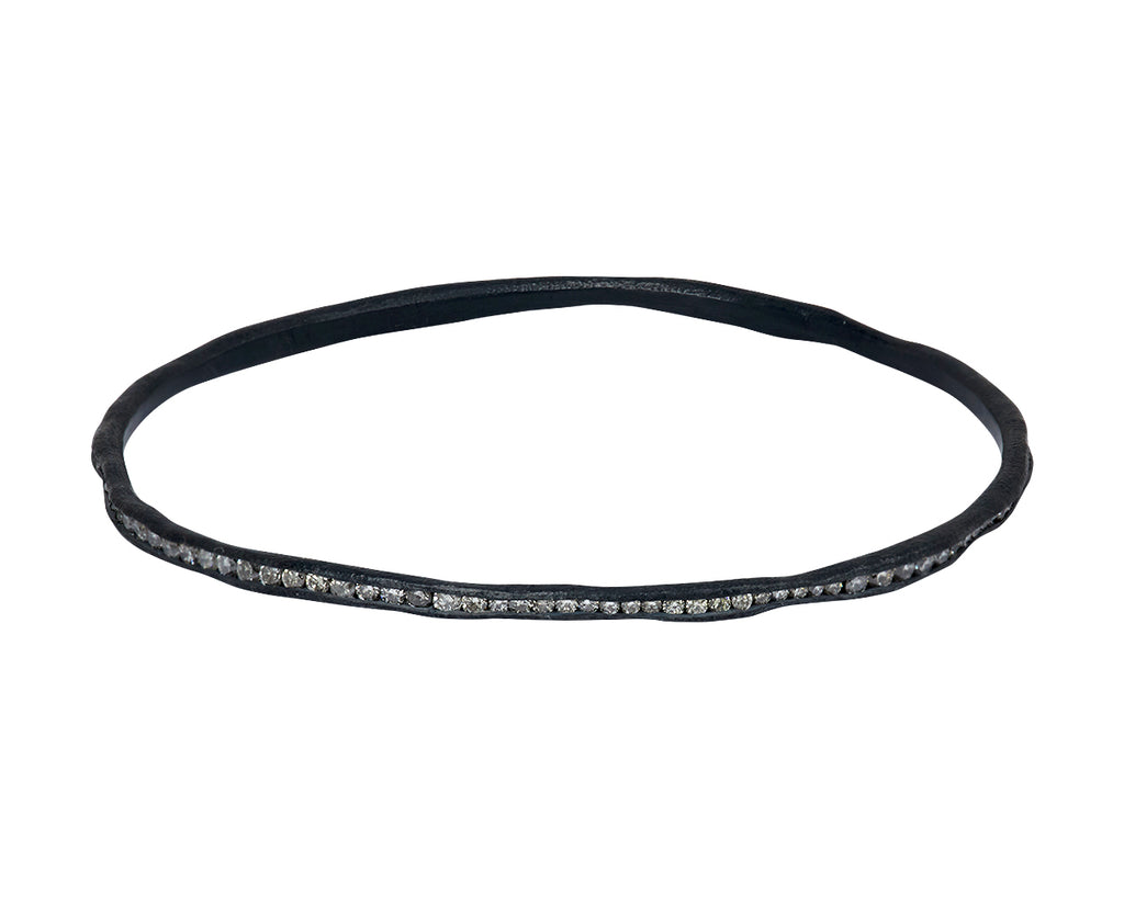 Irregular Silver and Mixed Diamond Bangle Bracelet