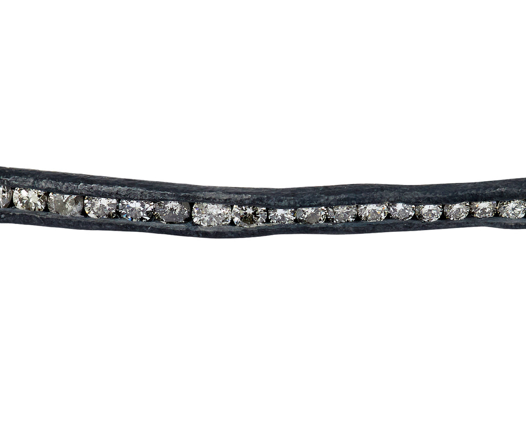 Irregular Silver and Mixed Diamond Bangle Bracelet