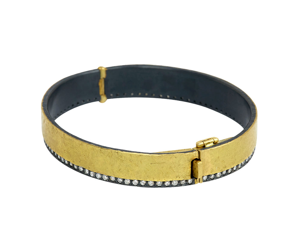 Gold and Diamond Stripe Bangle Bracelet