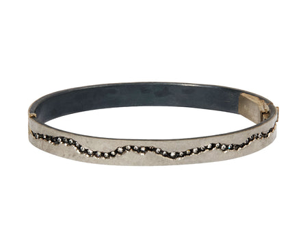 Platinum Inverted Diamond Fissure Bangle Bracelet