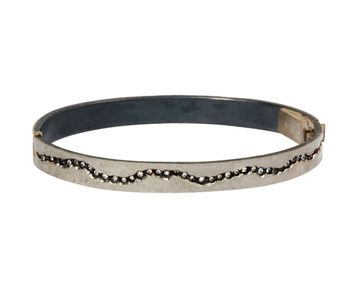 Platinum Inverted Diamond Fissure Bangle Bracelet