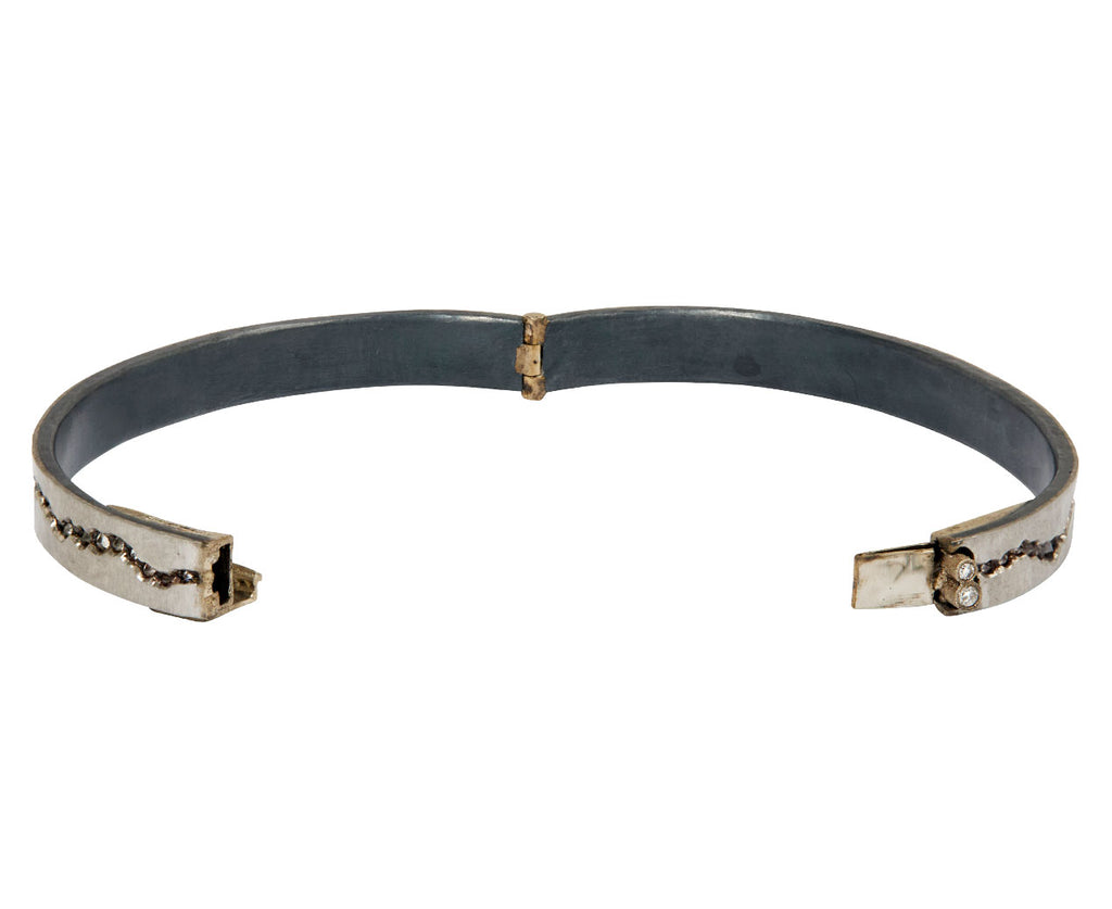 Platinum Inverted Diamond Fissure Bangle Bracelet