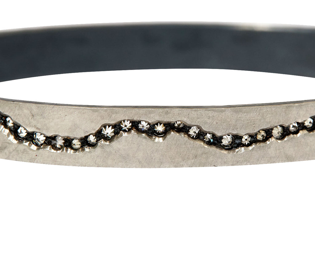 Platinum Inverted Diamond Fissure Bangle Bracelet