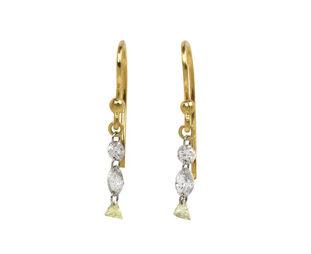 Tiny Mixed Diamond Drop Earrings