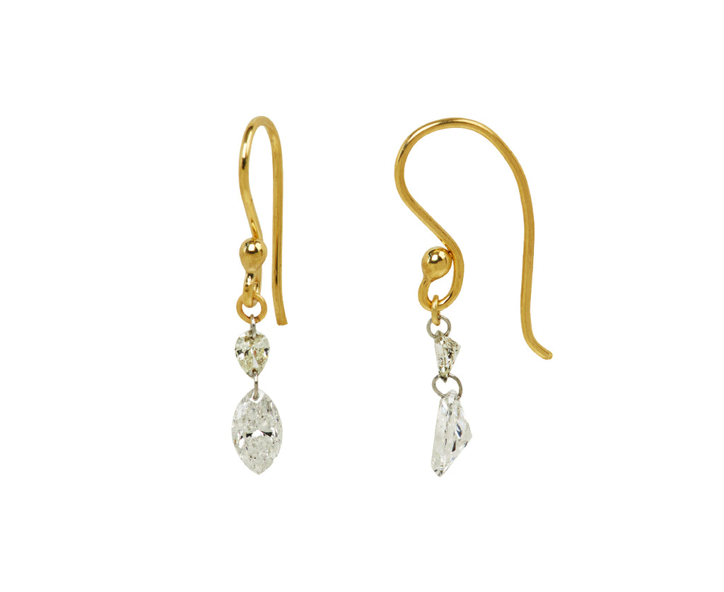 Marquise and Pear Shaped Diamond Double Drop Earrings - TWISTonline 