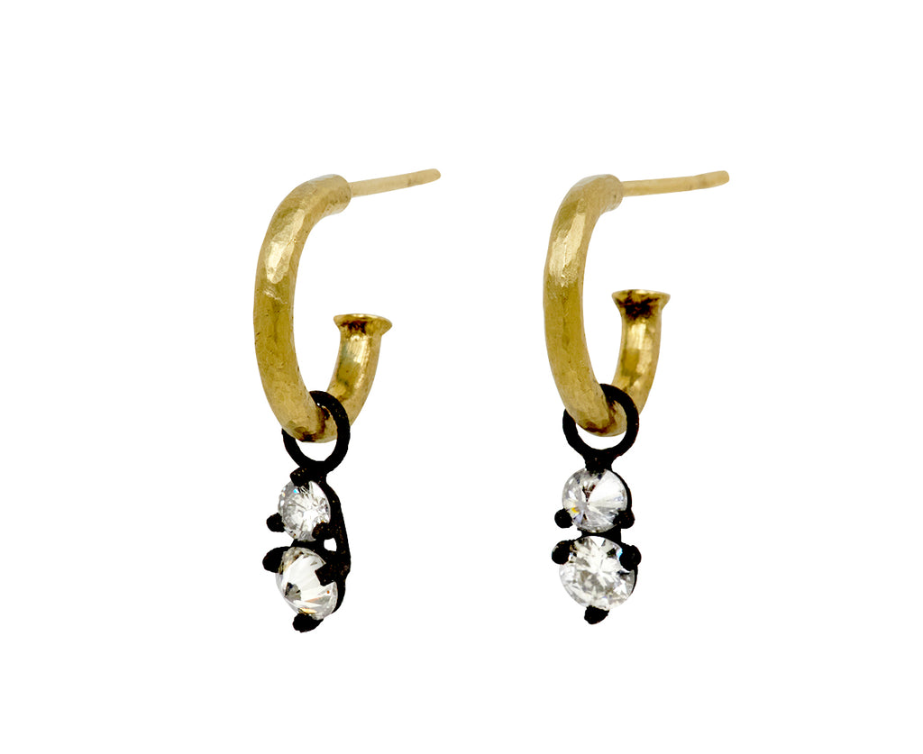 Double Diamond Small Hoop Earrings