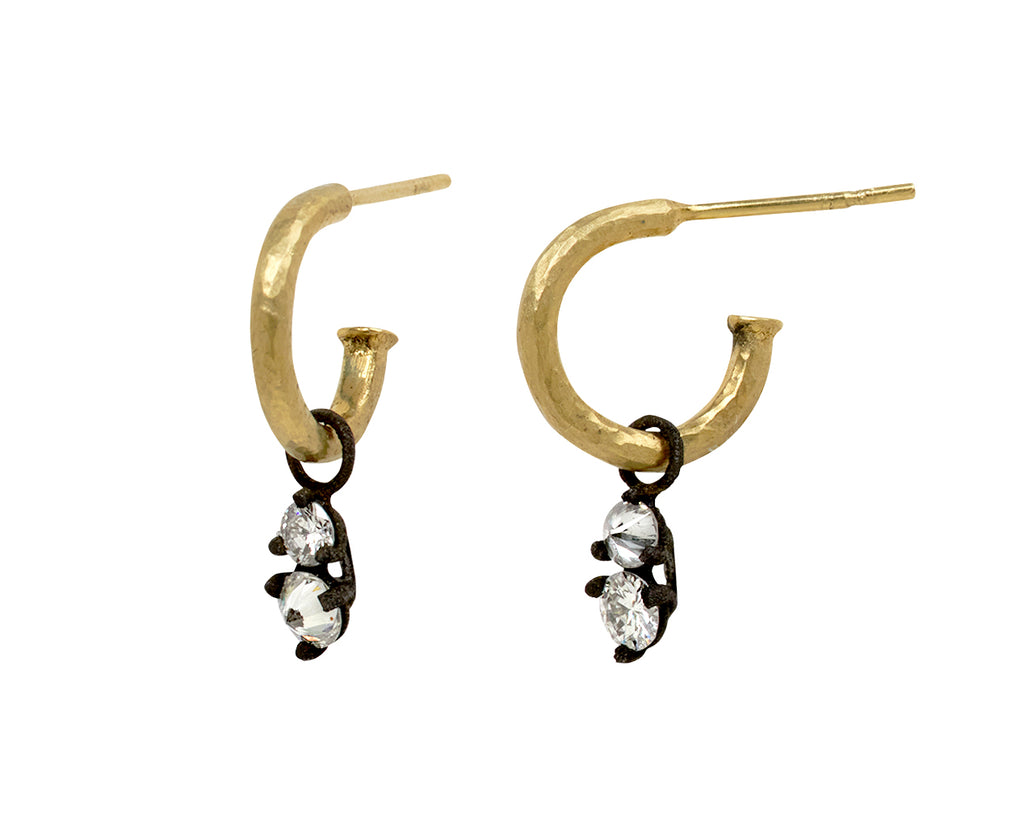 Double Diamond Small Hoop Earrings