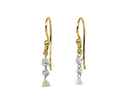 Round and Trillion Diamond Drop Earrings