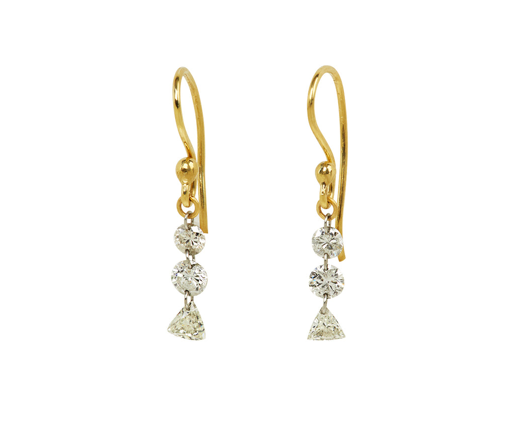 Round and Trillion Drilled Diamond Drop Earrings - TWISTonline 