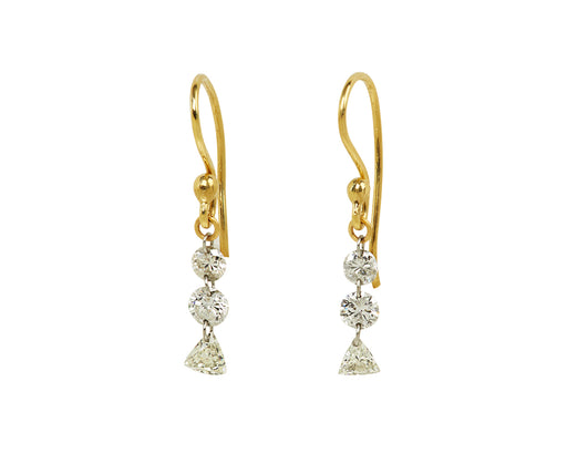 Round and Trillion Drilled Diamond Drop Earrings - TWISTonline 