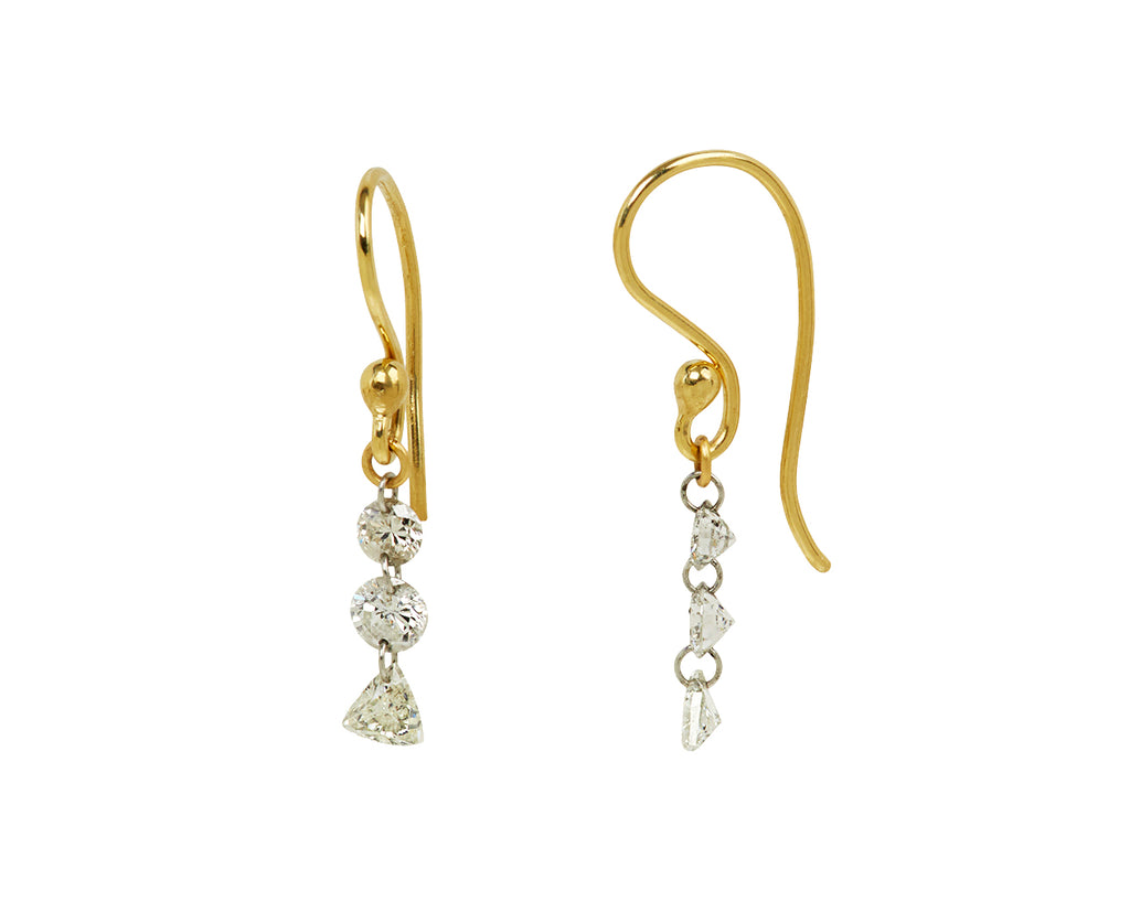Round and Trillion Drilled Diamond Drop Earrings - TWISTonline 