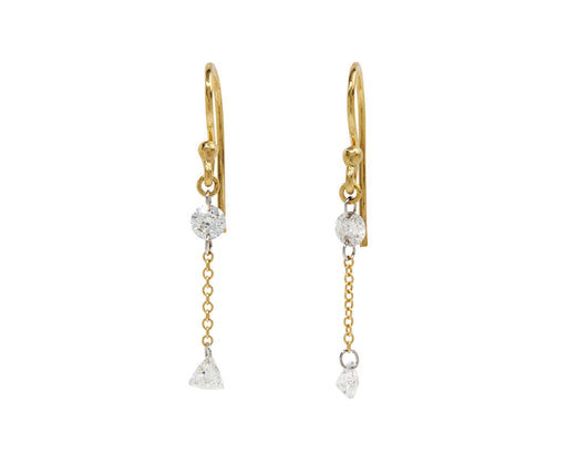Trillion and Round Diamond Chain Earrings - TWISTonline 