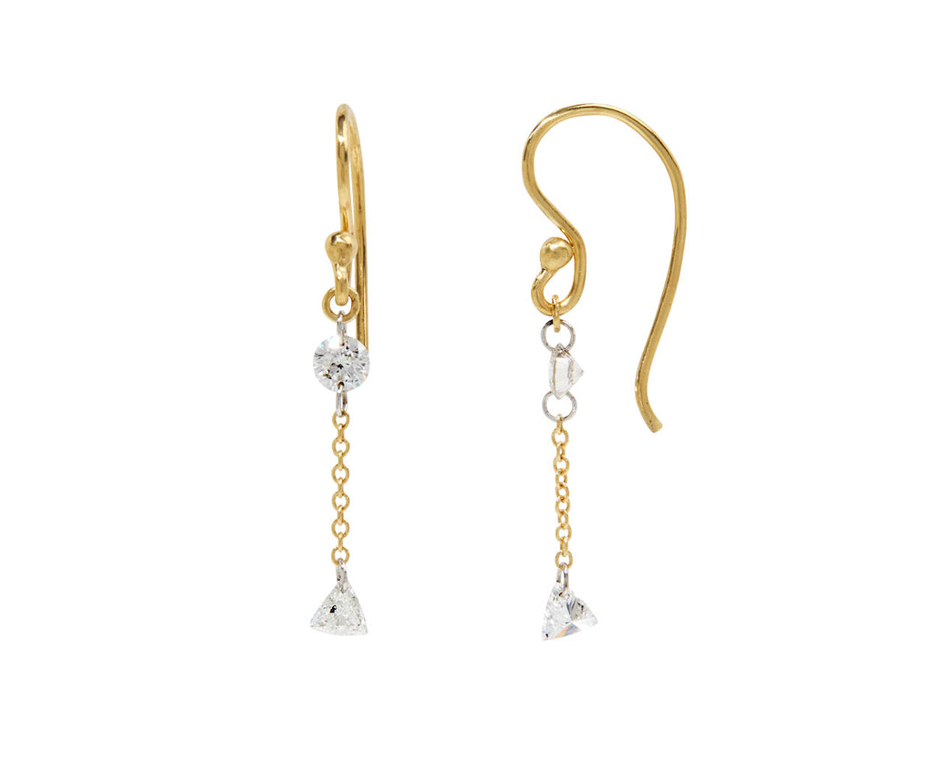 Trillion and Round Diamond Chain Earrings - TWISTonline 