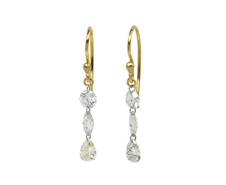 Mixed Cut Diamond Drop Earrings