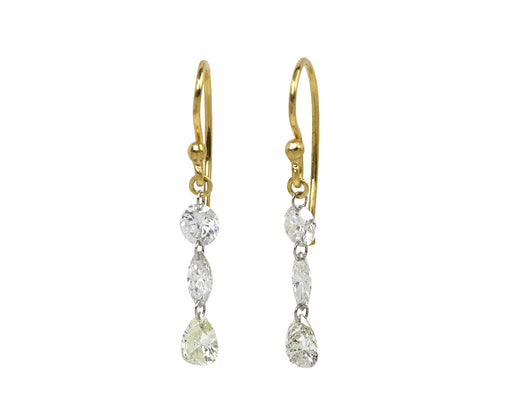 Mixed Cut Diamond Drop Earrings