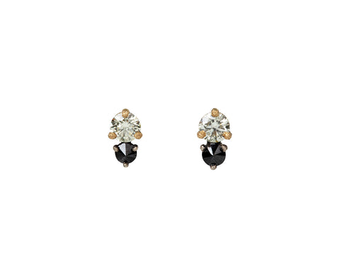 Black and White Diamond Stud Earrings