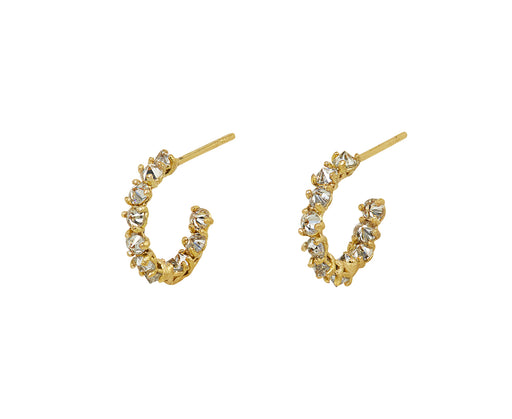 Gold Small Inverted Diamond Hoop Earrings - TWISTonline 