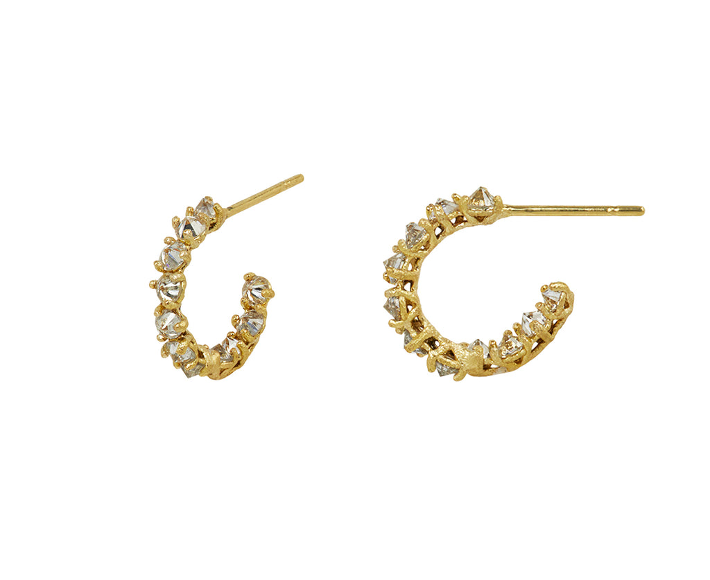 Gold Small Inverted Diamond Hoop Earrings - TWISTonline 