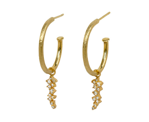 Diamond Cluster Drop Hoop Earrings
