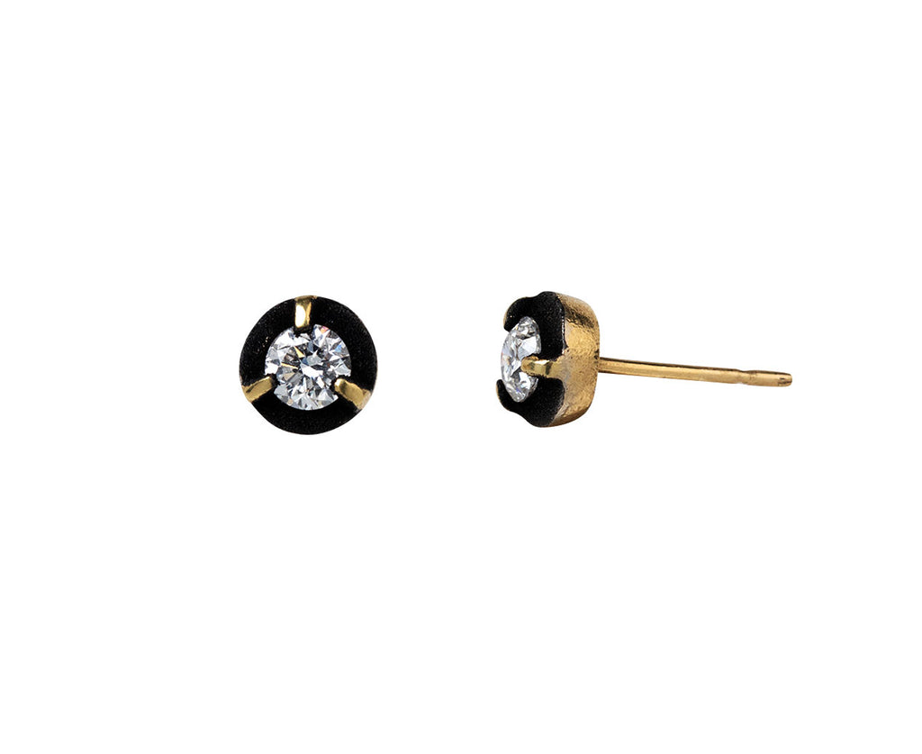 Blackened Halo Diamond Stud Earrings