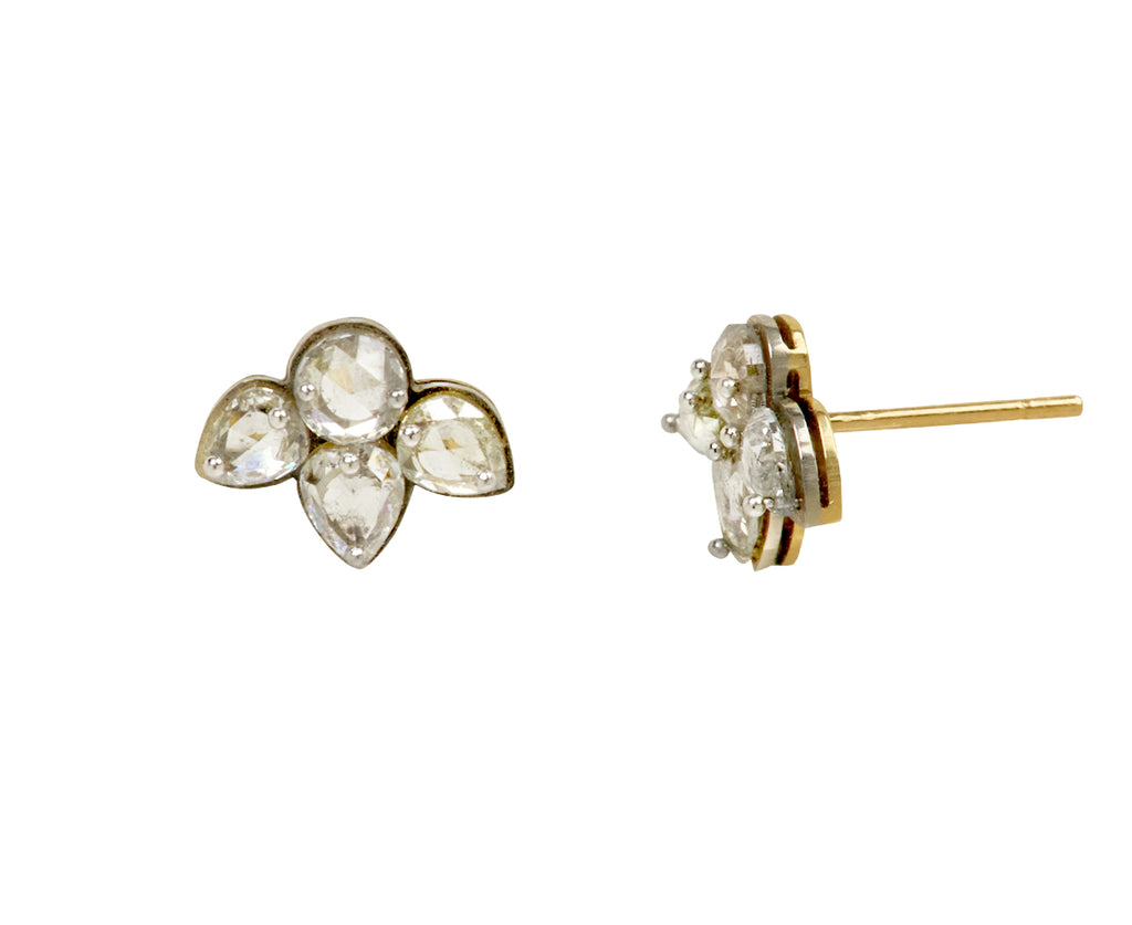 Mixed Drilled Diamond Stud Earrings