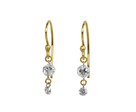 Double Round Diamond Dangle Earrings