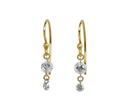 Double Round Diamond Dangle Earrings