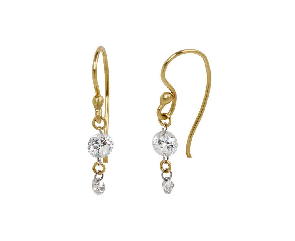 Double Round Diamond Dangle Earrings