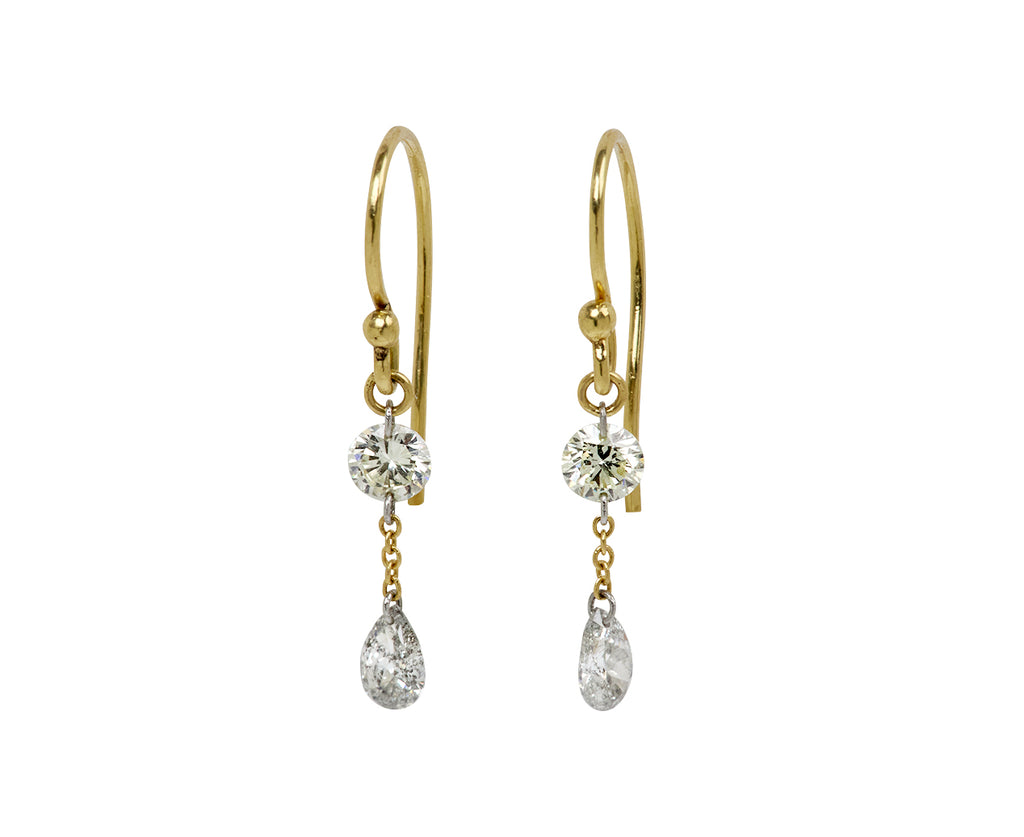 Round and Pear Shaped Diamond Chain Earrings
