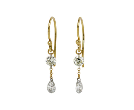 Round and Pear Shaped Diamond Chain Earrings