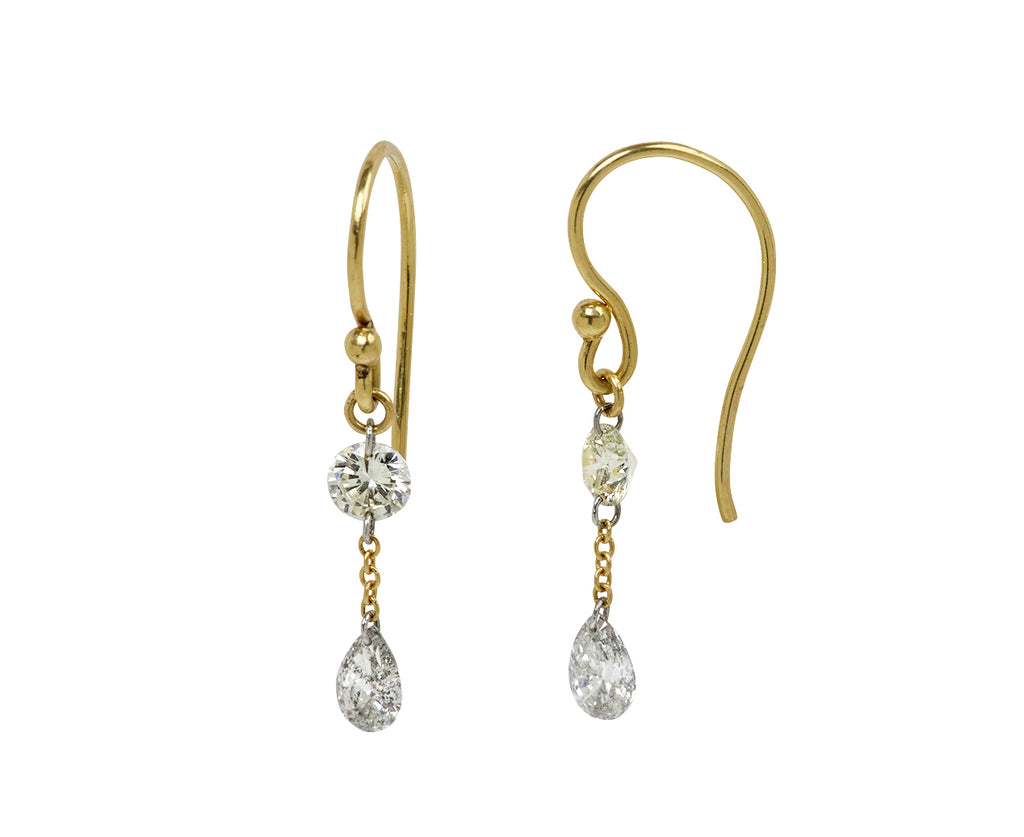 Round and Pear Shaped Diamond Chain Earrings