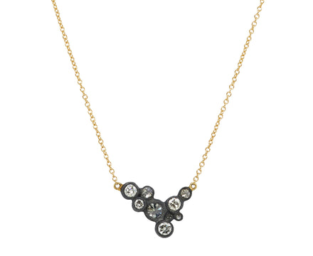 Blackened Silver Asymmetrical Diamond Cluster Necklace