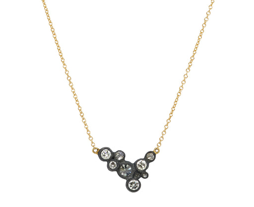 Blackened Silver Asymmetrical Diamond Cluster Necklace