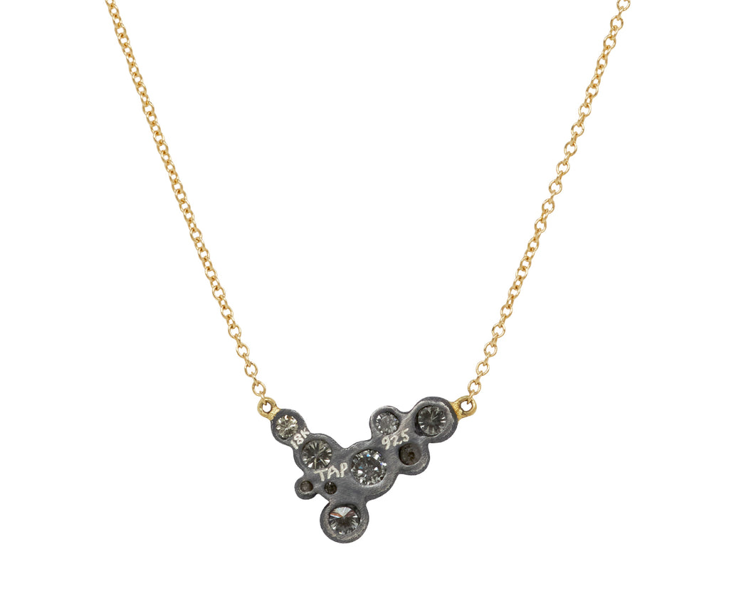 Blackened Silver Asymmetrical Diamond Cluster Necklace