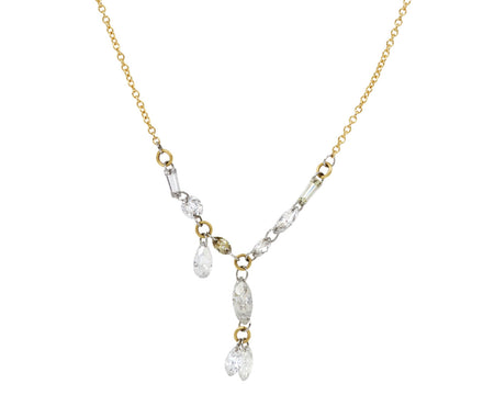 Mixed Shape Diamond Dangle Necklace
