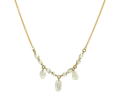 Rose Cut Diamond Dangle Pendant Necklace
