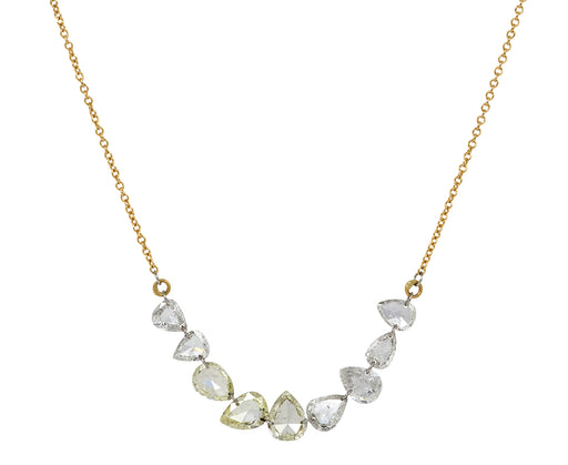 Rose Cut Pear Shaped Free Set Diamond Necklace