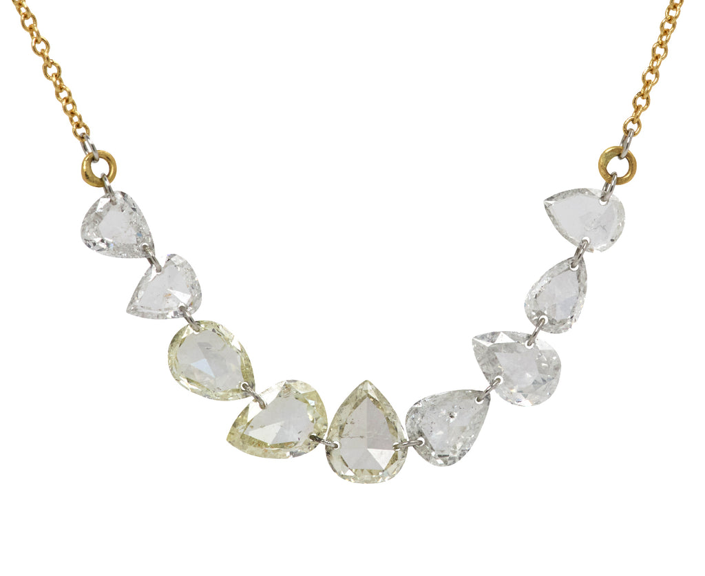 Rose Cut Pear Shaped Free Set Diamond Necklace