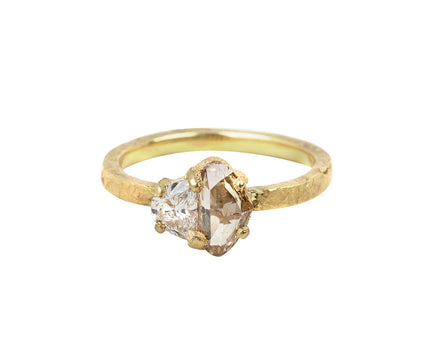 Brown and White Double Half Moon Diamond Solitaire