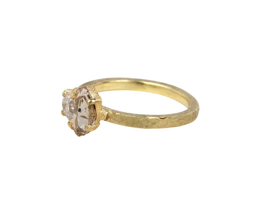 Brown and White Double Half Moon Diamond Solitaire
