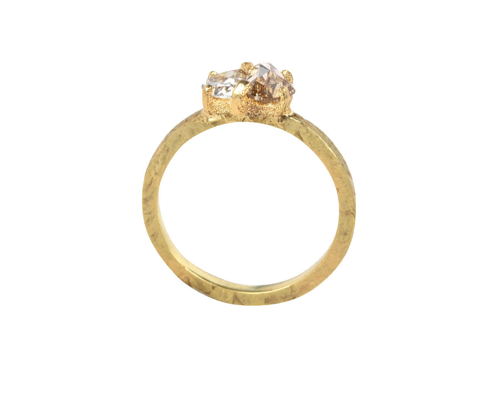 Brown and White Double Half Moon Diamond Solitaire