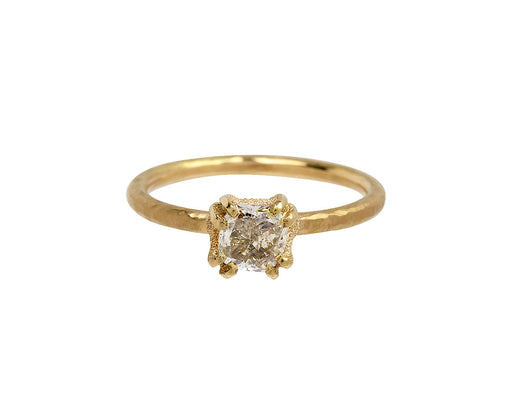 Yellow Cushion Cut Diamond Solitaire Ring